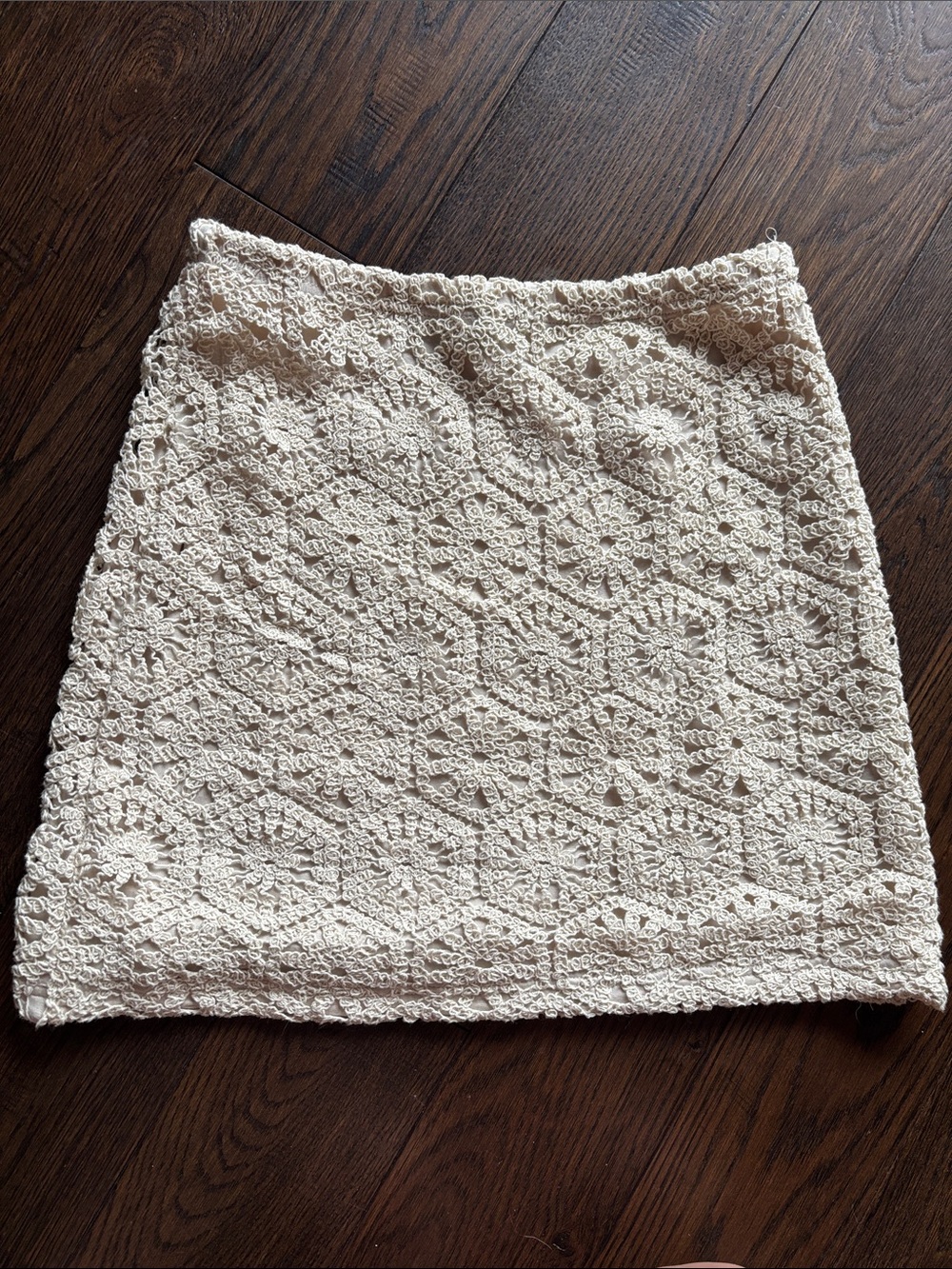 Cream Crochet Mini Skirt